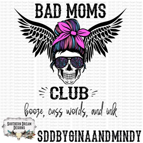 PNG Digital Skull Booze Cuss Words Ink Bad Moms Club - Etsy