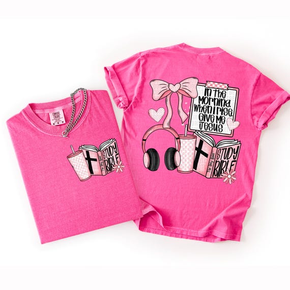 Pink Christian Bible Study PNG | Faith Quote Digital Download | Morning Devotional Clipart | Trendy, Cute Jesus Shirt, Christian | DIGITAL