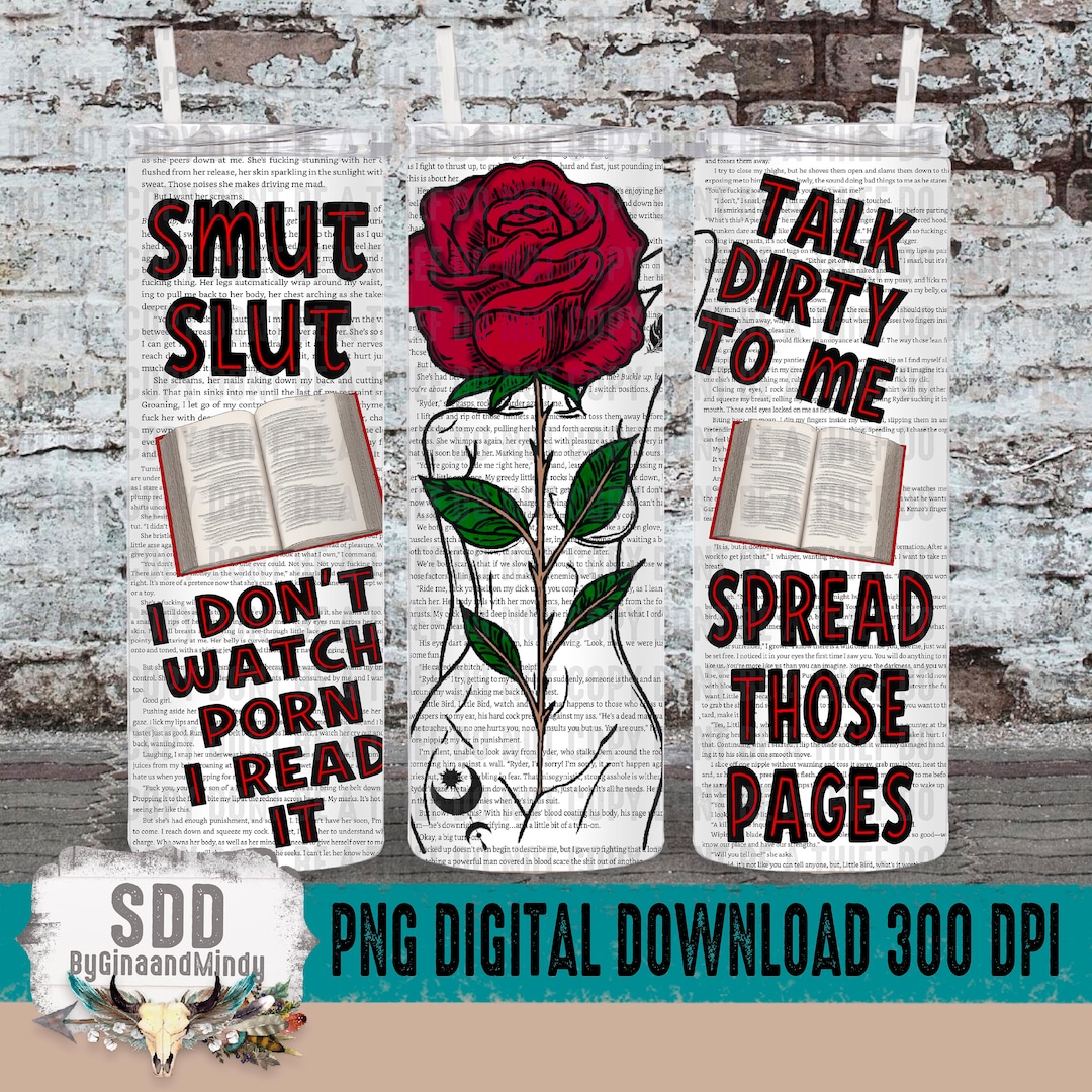 Smut Slut Book Reader Tumbler Wrap PNG, Print, Reading, Books, Book