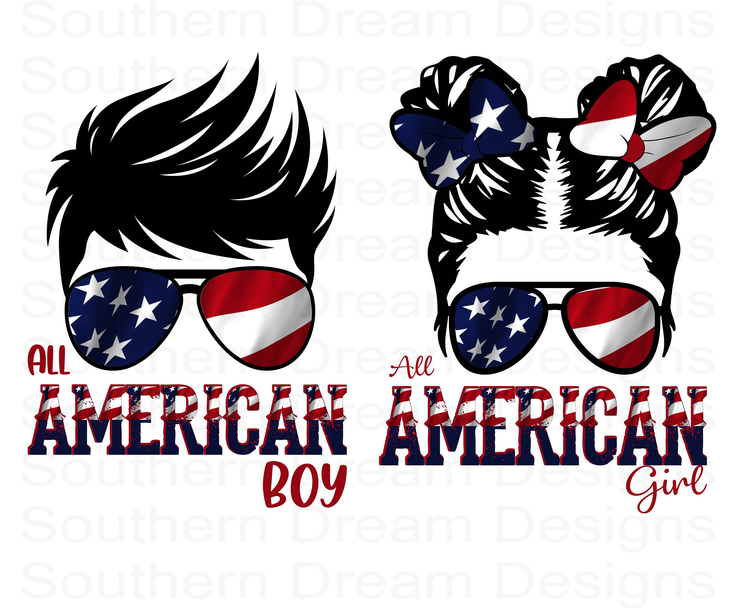 Ready to Press Fourth of July All AMERICAN Boy and Girl Bundle  Subli…