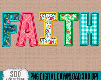 Faith Spring Floral PNG |  | Faux Embroidery, Spring, Floral, Christian, Faith, Alpha Letters | Instant Downloadable | DIGITAL