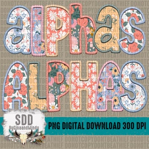 Alpha PNG Bundle Set | Faux Embroidery, Stitched, Spring, Summer, Uppercase, Lowercase, Letters, Flowers, Floral | DIGITAL