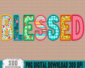 Blessed Spring Floral PNG |  | Faux Embroidery, Spring, Floral, Faith, Christian, Blessed | Instant Downloadable | DIGITAL