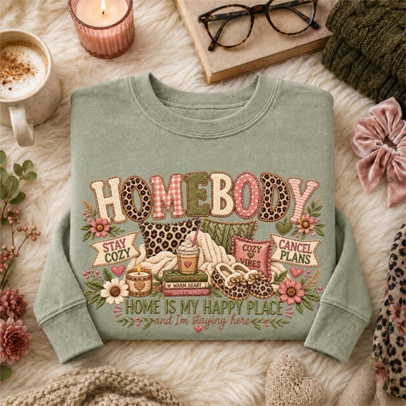 Homebody PNG | Patchwork, Appliqué, Faux Embroidery, Sublimation, Graphic, Digital Design PNG Download