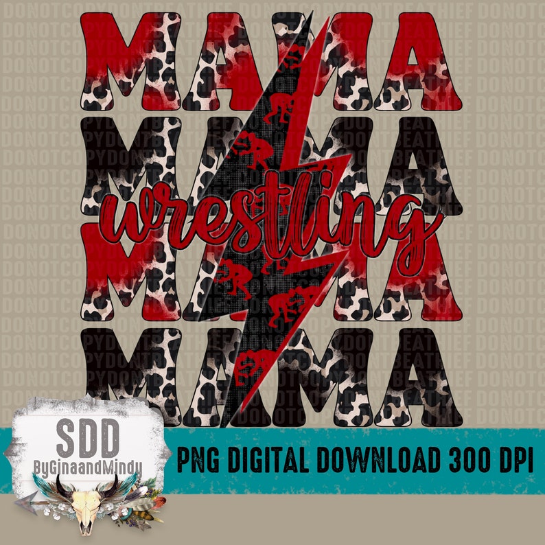 Wrestling Mama PNG Print Sublimation Leopard Red Black - Etsy