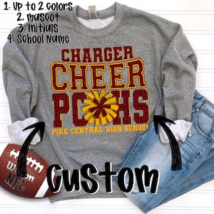Cheer Custom School Spirit PNG | Unisex, Cheerleader, Cheerleading, Sport, Mascot, Personalize, Customize | Sublimation | DIGITAL