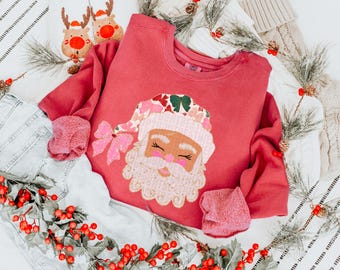 Preppy Coquette Santa PNG | Pink Bow Christmas Download | Holiday Sublimation | Glitter Glam Santa Clipart | DIGITAL