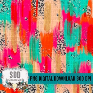 Leopard Colorful Brush Strokes PNG | Commercial, Glitter, Messy Paint, Trendy, Fabric, Pattern, Paper | Instant Download | DIGITAL