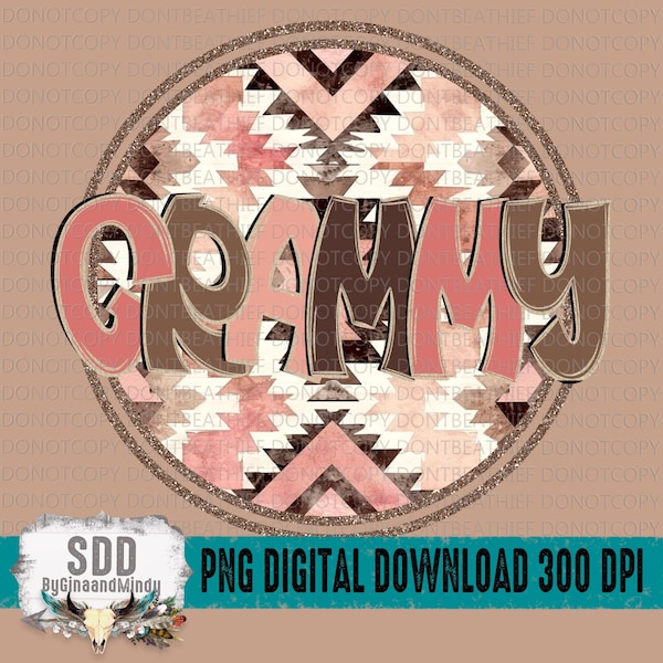 Grammy Western Name Title PNG | Trendy, Grammy, Western, Aztec, Circle, Custom Name, Doodle Letters | Sublimation | DIGITAL