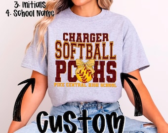 Softball Custom School Spirit PNG | Unisex, Ball, Sport, Mascot, Personalize, Customize | Sublimation | Instant Download | DIGITAL