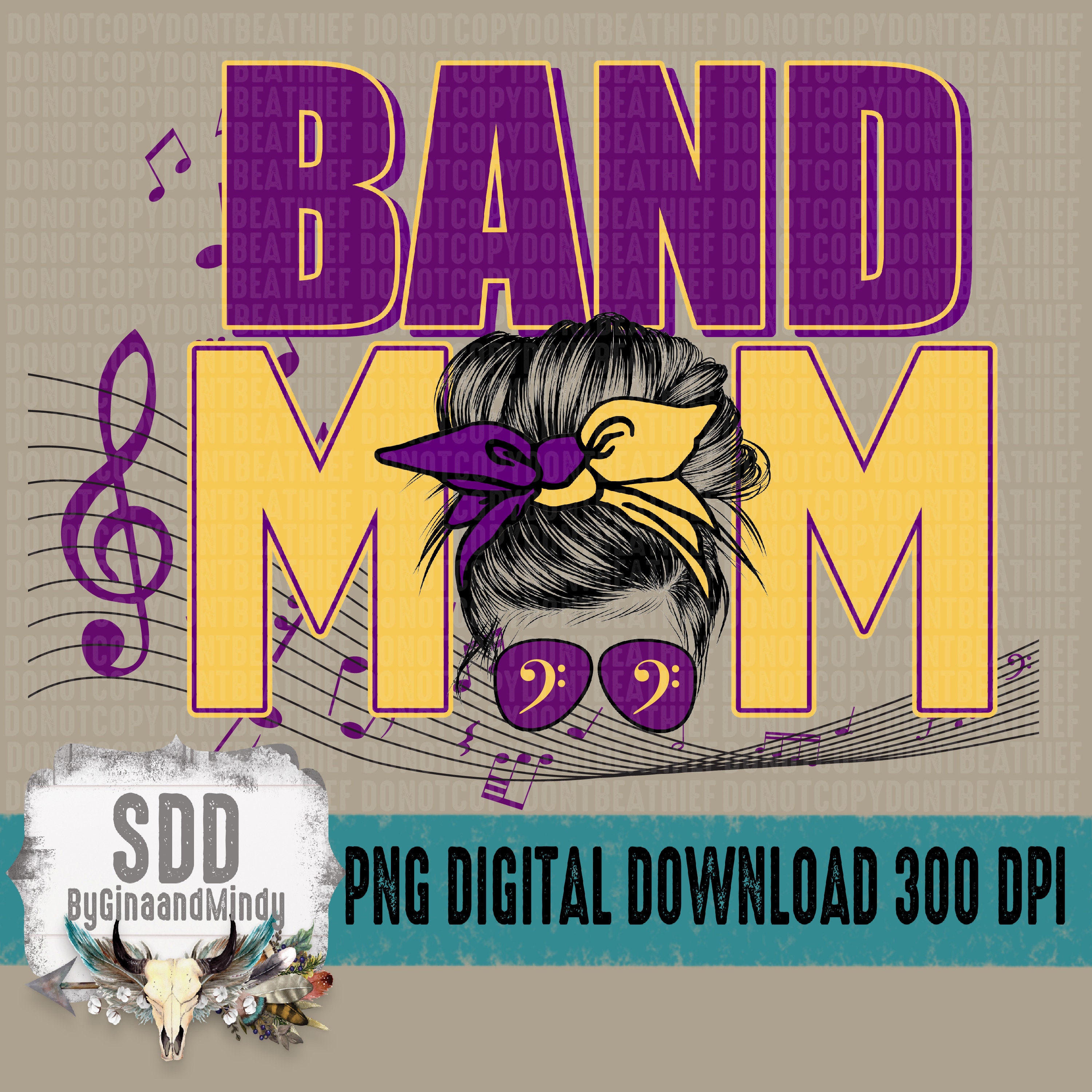 Band Mom PNG Band Music Instruments School Spirit Notes Etsy
