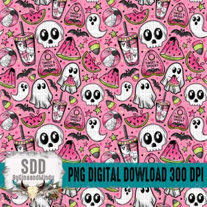 Spooky Watermelon Seamless PNG | Summer, Ghost, Skellie, Skeleton, Bat ...