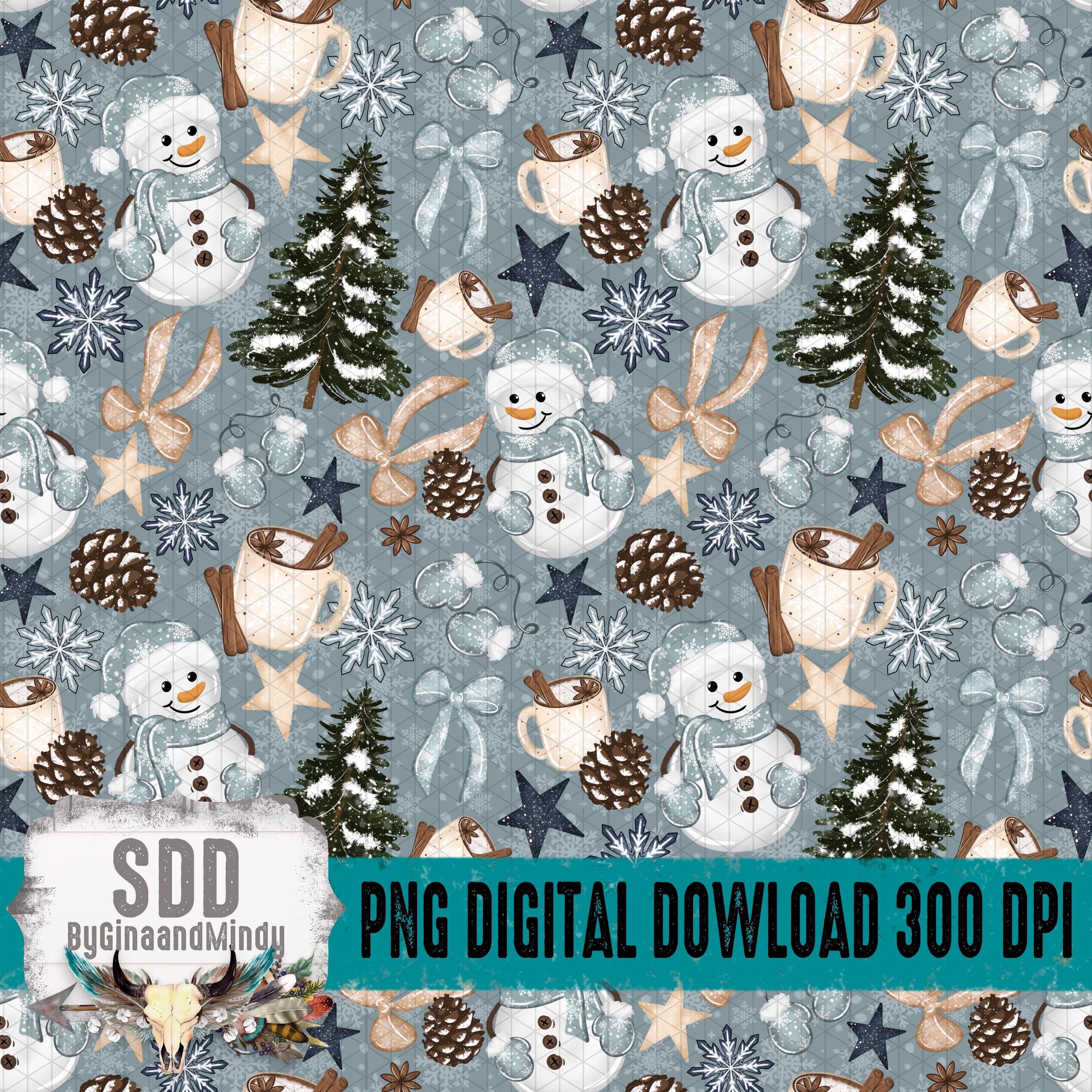 Winter Snowman Seamless Pattern PNG | Christmas, Snowflake, Hot Cocoa ...