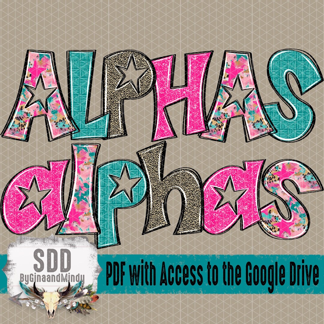 Doodle Alphabet PNG Alpha Set, Colorful Star Letters & Numbers, Digital ...