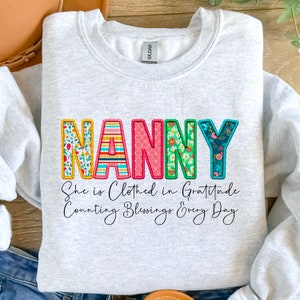 Nanny Lettering Nanny PNG | | Faux Embroidery, Gratitude, Blessings, Spring, Floral ...