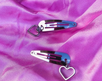 Stainless steel heart hair barrette