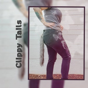 Grey Wolf Clip-On Fun Fuzzy Faux Fur Tail for kids & adults (multiple sizes available)