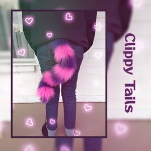 Cheshire Cat Clip-On Fun Fuzzy Faux Fur Tail for kids & adults (multiple sizes available)