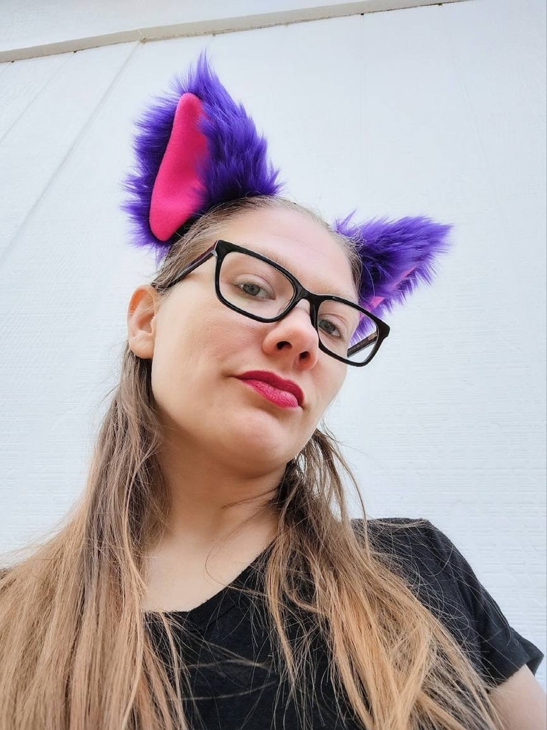 Purple and Hot Pink Cat Ear Headband Fun Fuzzy Faux Fur for Etsy