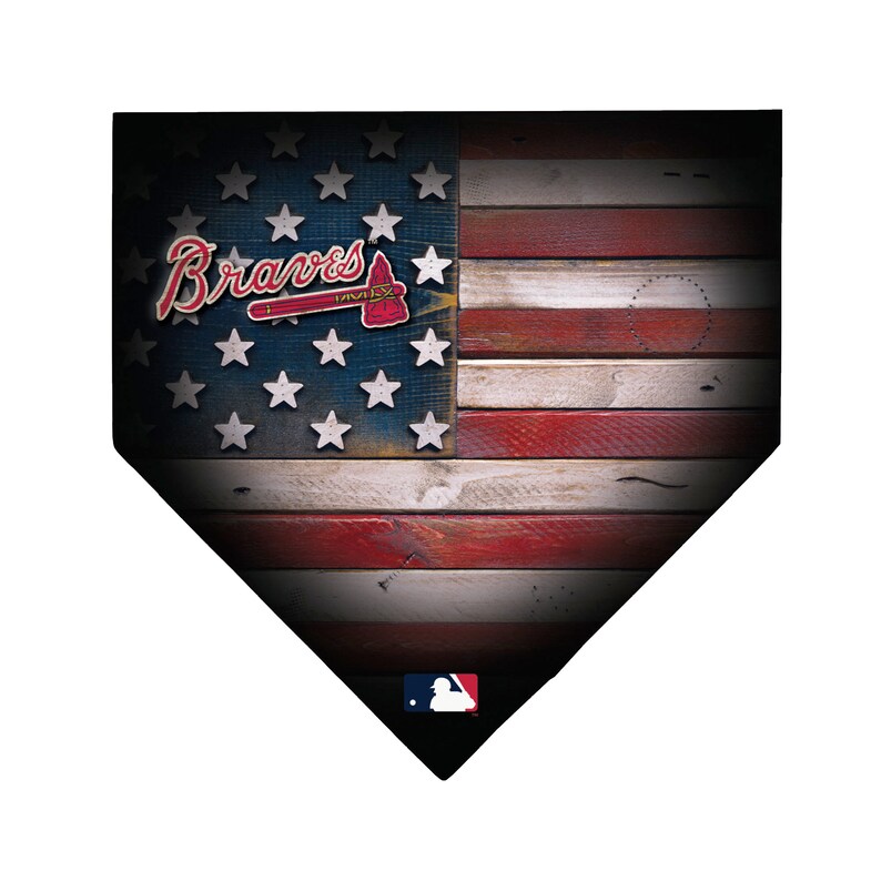 Atlanta Braves Wood Home Plate Rustic American Flag Made Etsy