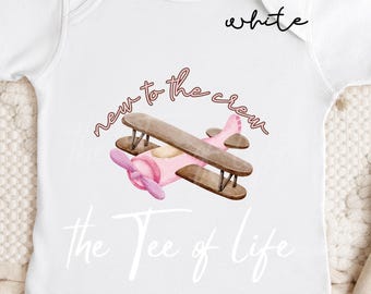 New to the Crew Baby Onesie, Rabbit Skins Bodysuit, Pink Watercolor Airplane Baby Outfit, Travel Baby Gift, Newborn Coming Home Outfit