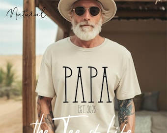 PAPA EST 2026 Shirt, First Time Papa Tee, New Grandpa Announcement Shirt, Papa Gift T-Shirt,