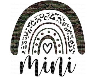 Camo Rainbow - Mini Rainbow - Black Leopard Print Rainbow - Camouflage - Heart - Rainbow - Sublimation File - Instant Download - PNG