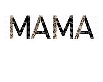 MAMA - Leopard Black - Sublimation Image - Instant Download - PNG