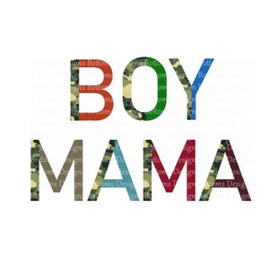 Boy MAMA - Camo and Colorful - Camo Boy MAMA - Sublimation Image - Instant Download - PNG