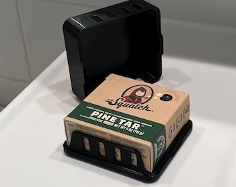 Caja reversible y apilable para jabones con ventilación y plataforma Voronoi elevada – Compatible con jabones Dr. Squatch y estándar – Soporte imprimible en 3D