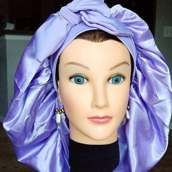 Luxury Oversized Satin Silk Bonnets with Wide Stretch Tie Single Lined, Satin Silk Bonnet for Big Curls, Dreads, Super long Hair, Big Braids