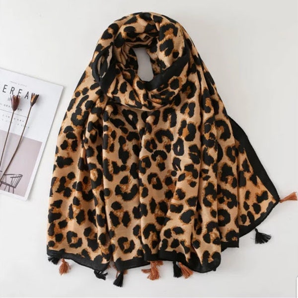 Satin Silk Scarf Women Fashion Shawl Leopard Prints Silky Wraps 180x90cm, Women head Hijab, Head Wrap, Gift for Her