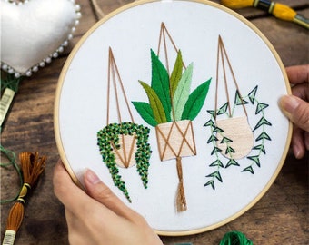 Plant Embroidery Kit for beginner, DIY Embroidery Kit, Modern embroidery Kit cross stitch, Hand Embroidery Kit, Needlepoint, DIY Craft Kit