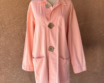 Vintage Gene Ewing BIS Salmon Chore Coat Denim Made in USA Large
