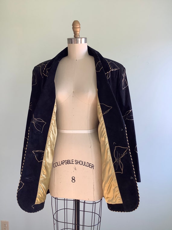 90's Siena Studio Leather Suede Blazer / Gold Hea… - image 4