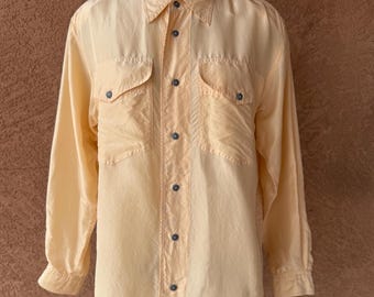 Vintage Liz Claiborne 100% Silk Peach Blouse | Minimalist Long Sleeve Top