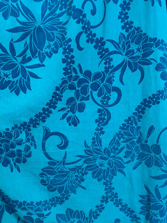 Hawaiian Kaftan / Mumu / Teal / Blue / Floral - image 5