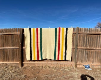 Vintage Pendleton Glacier National Park Blanket | 100% Virgin Wool | USA Made Twin Camp Lodge Blanket