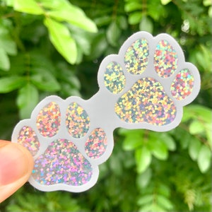 Glitter Sticker, Dog Stickers, Dog Sticker, Paw Print Sticker, Dog Mom Sticker, Dog Decal, Paw Print Decal,  Paw Sticker, Glitter Stickers