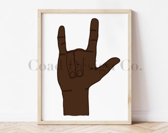 Digital Print Art, Wall Art, Instant Download, I Love You, Sign Language, Black, Gift