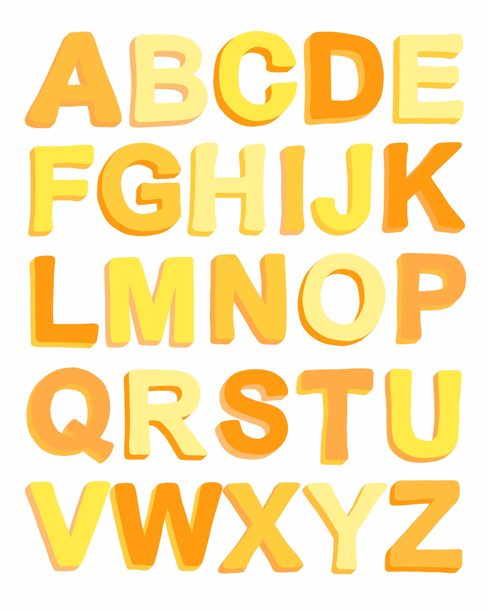 Alphabet Poster Abc Chart Printable Alphabet Nursery Wall Etsy