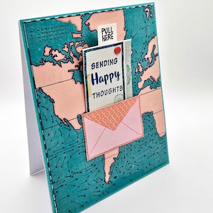 Handmade World Map Greeting Card | Interactive Pull-Tab Design