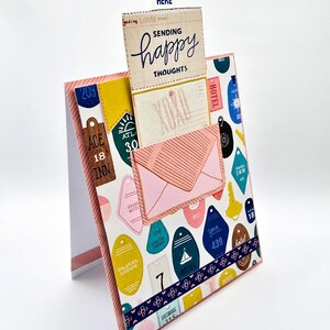 Carte de voeux interactive faite main sur le thème du voyage avec message contextuel - Carte de pensées heureuses unique pour toutes les occasions