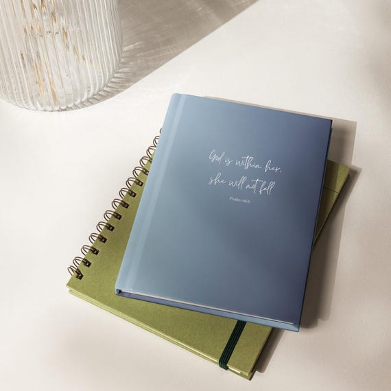 Hardcover Journal | Christian Bible Verse Psalm 46:5 "God is within her, she will not fall" | Matte Blue