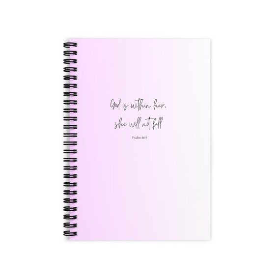 Christian Spiral Notebook | Psalm 46:5 Bible Verse Journal, Pink Gradient Cover