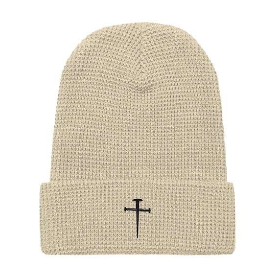 The Nail Cross Christian Waffle Beanie | Embroidered | Unisex