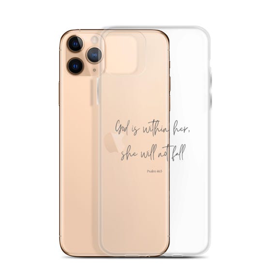 Clear Phone Case for iPhone® | Christian Bible Verse Psalm 46:5 | Compatible with iPhone 7, 8, SE, X, XS, XR, 12, 13, 14, 15, 16, 17