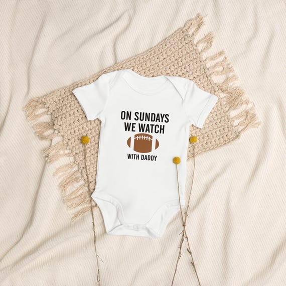 On Sundays We Watch Football with Daddy Organic Cotton Baby Bodysuit