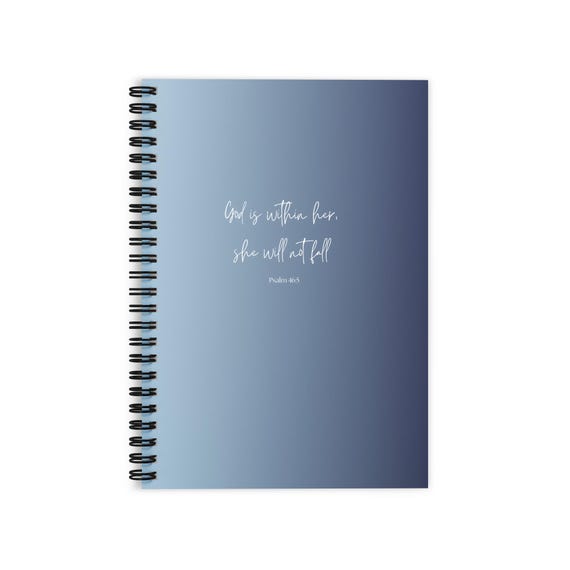 Christian Spiral Notebook | Psalm 46:5 Bible Verse Journal, Blue Gradient Cover