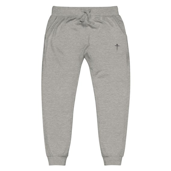 The Nail Cross Christian Fleece Sweatpants | Embroidered Cross | Unisex